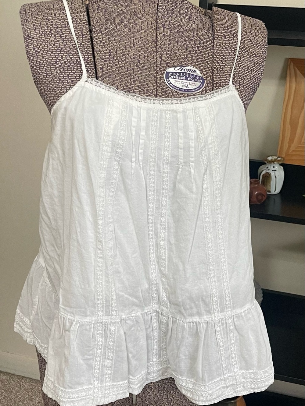 Mossimo Supply Co. White Lace-Trim Spaghetti Strap Camisole Top